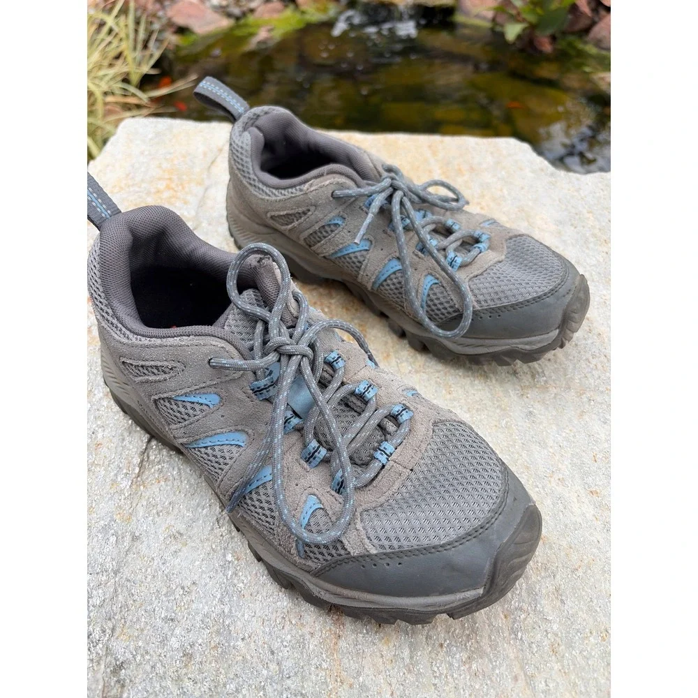 Merrell Alverstone Grey Blue Suede Mesh Hiking Shoes Womens 8 J035938